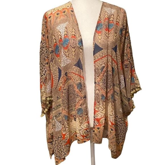 Umgee Peacock Print Kimono Size M/L - Picture 1 of 8